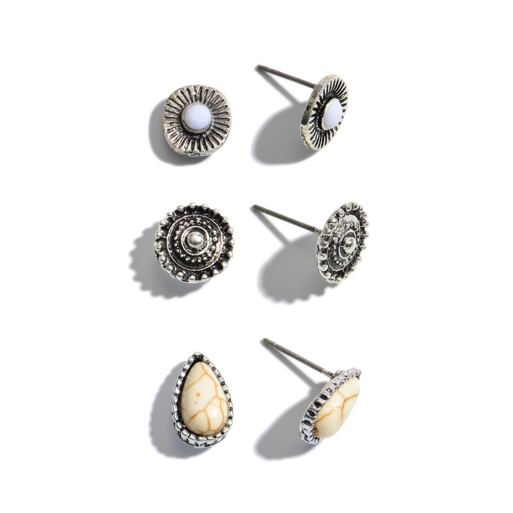 Natural Pare Stone Stud Earring