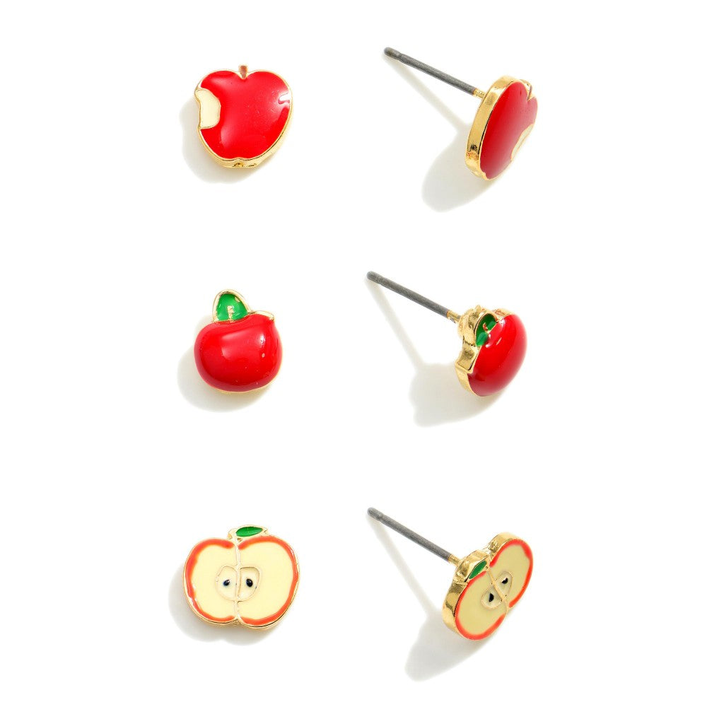 Set of 3 Apples Earrings