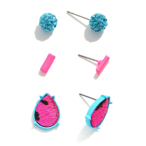 Turq Stud Earrings Rhinestone