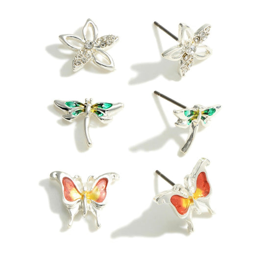 Flower, Dragonfly & Butterfly Earrings