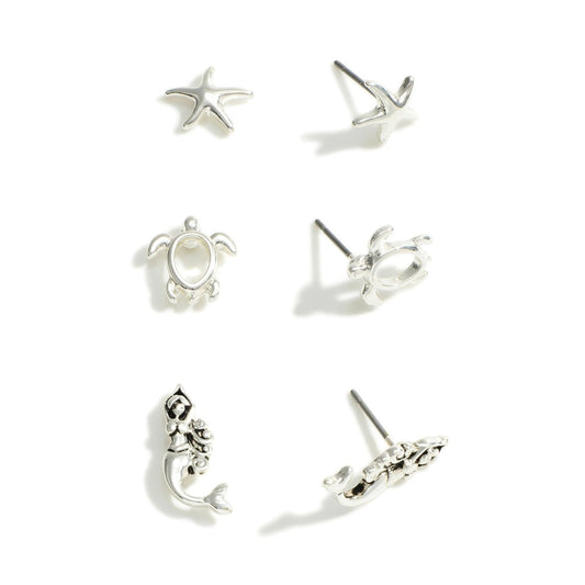 Mermaid Turtle Starfish Earrings