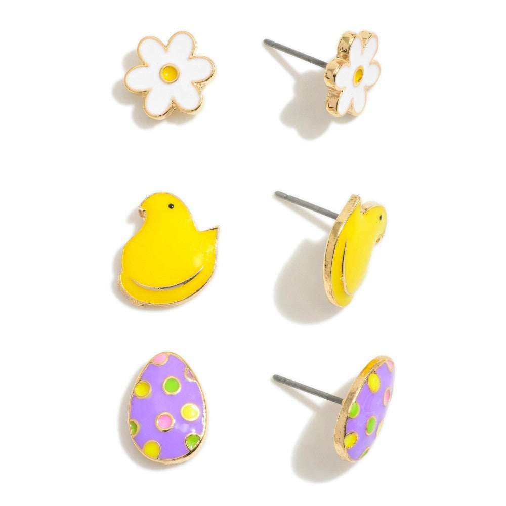 Flower, Chick, Egg Earrings