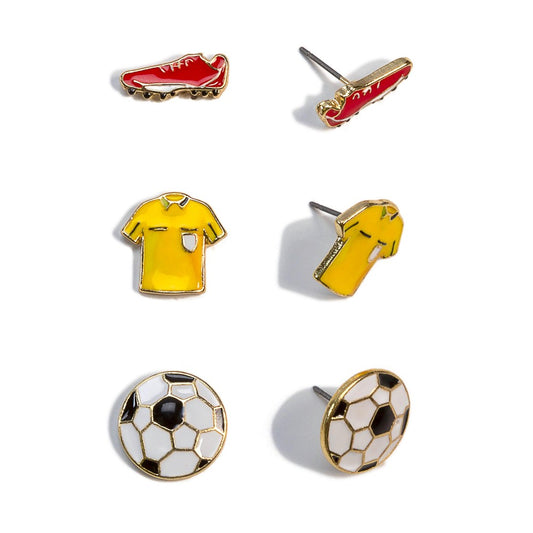 Soccer Enamel Stud Earrings