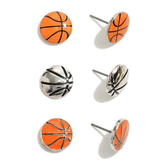 Enamel Basketball Stud Earrings
