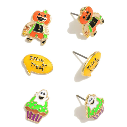 Enamel Halloween Stud Earrings