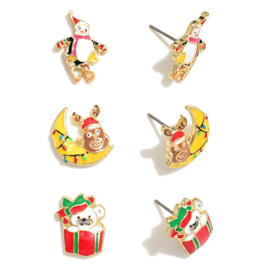 Penguin and Teddy Bear Earrings