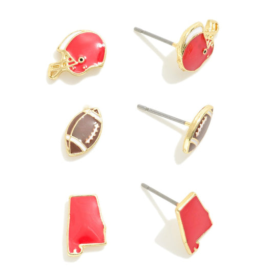 Red & White Alabama state Earrings