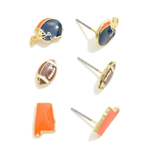 Blue & Orange Alabama state Earrings