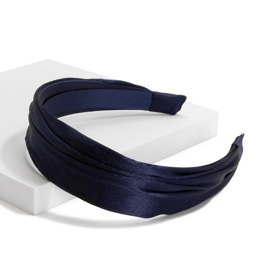 Navy Satin Wrapped Headband