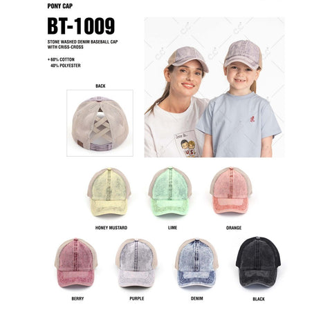 Acid Washed Pony Caps