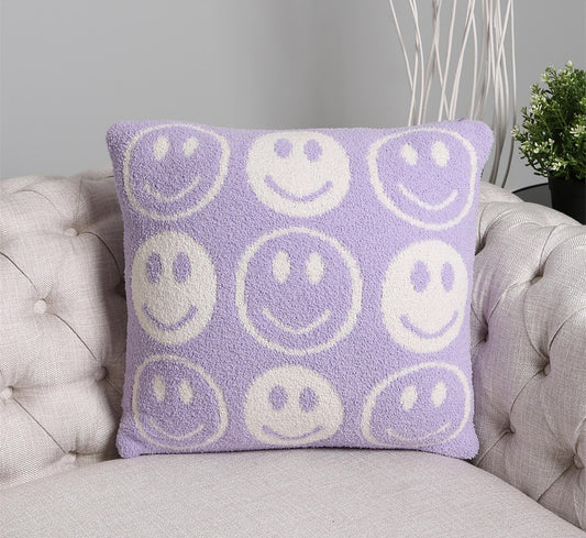 Lavender Small Happy Face Pillow Cover