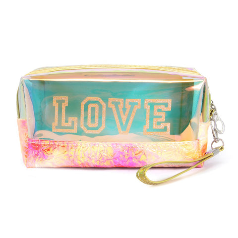 Crinkled "Love" Travel Pouch Wristlet