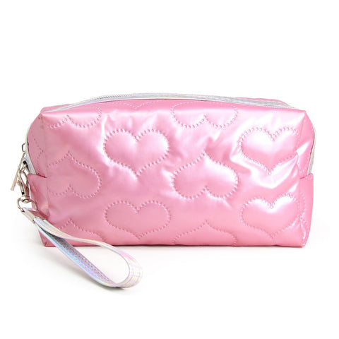 Pink Puffy Heart Stitch Pouch