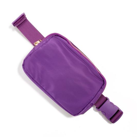 Purple Cross Body Nylon Belt Bag