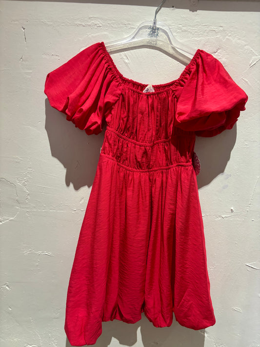 Scarlet Bubble Sleeve Dress