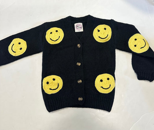 Black & Yellow Smiley Patch Cardigan