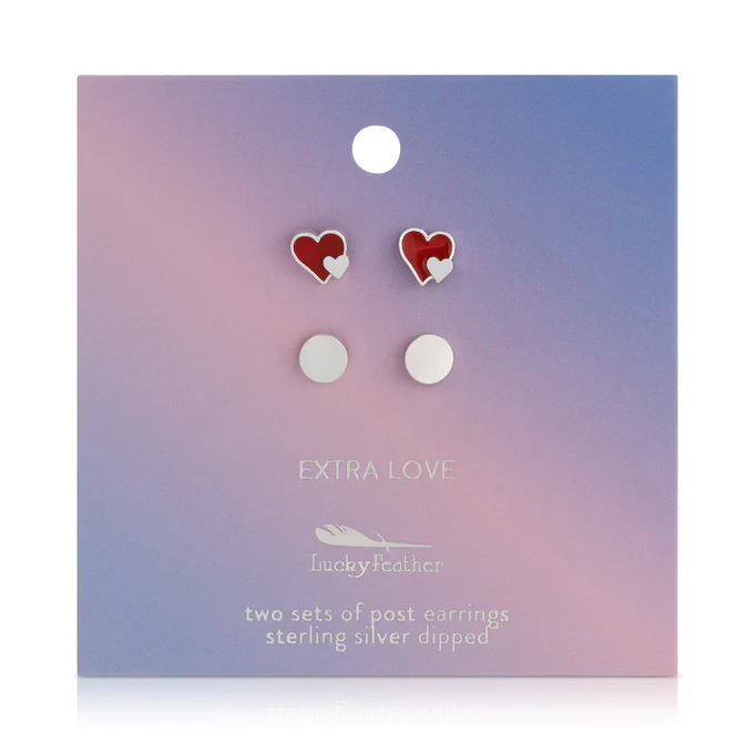 Extra Love - Hearts + Round Studs