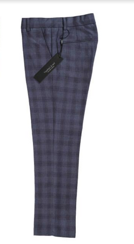 Glen Plaid Wine Slim Fit Pants