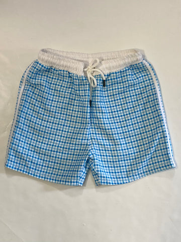 Blue Gingham Check Swim Trunk