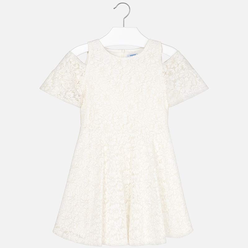 Natural Cold Shoulder Lace Dress