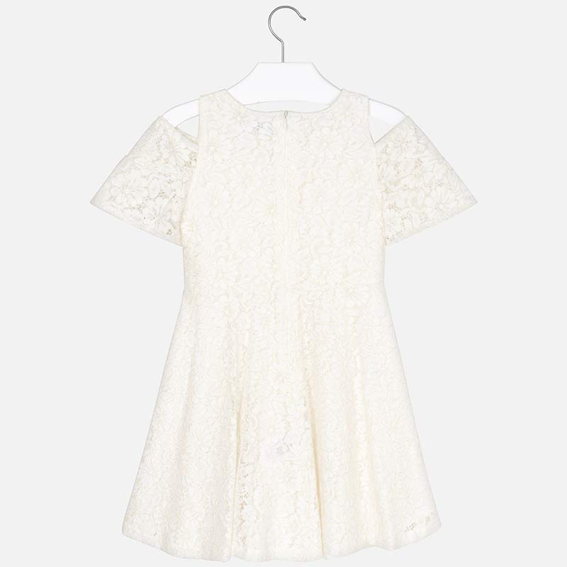 Natural Cold Shoulder Lace Dress