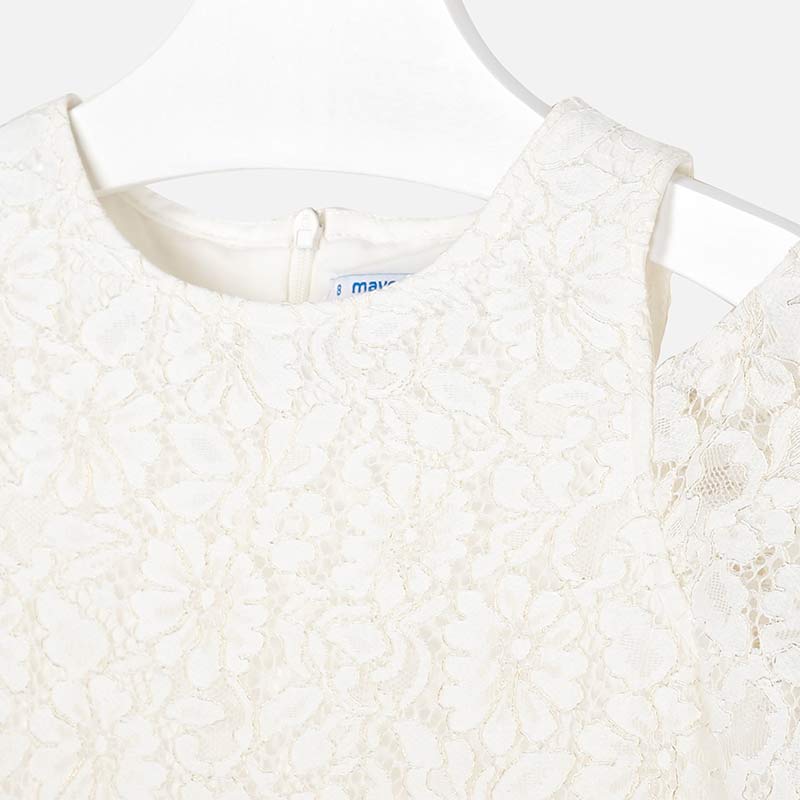 Natural Cold Shoulder Lace Dress