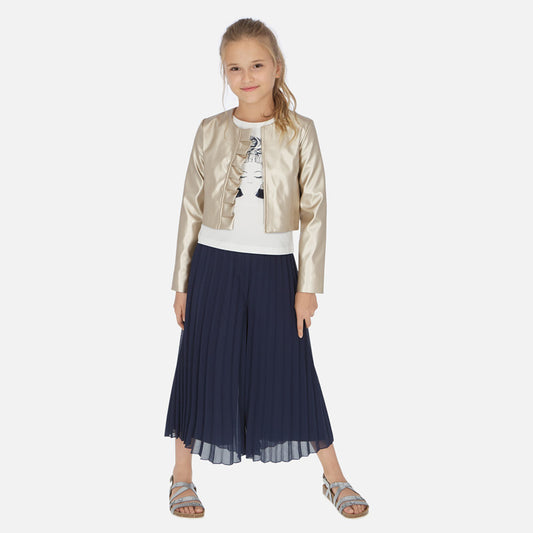 Navy Gaucho Pleated Pants