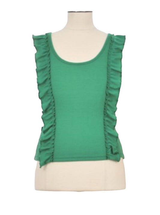 Green Knit Ruffle Tank