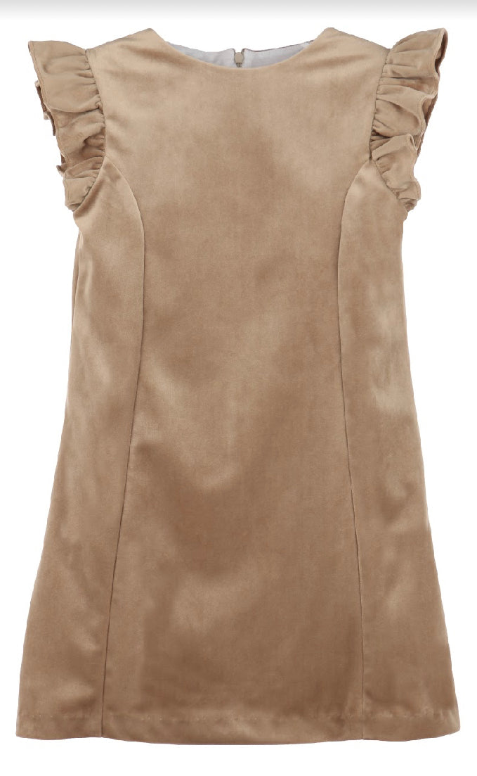 Beige Deluxe Velvet Shift Dress