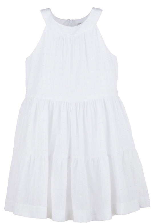 Swiss Dot White Halter Dress