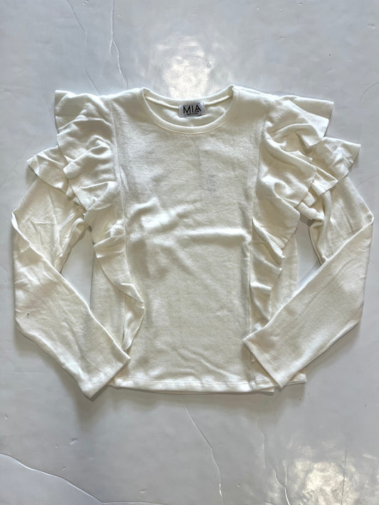 White Double Ruffle Sweater