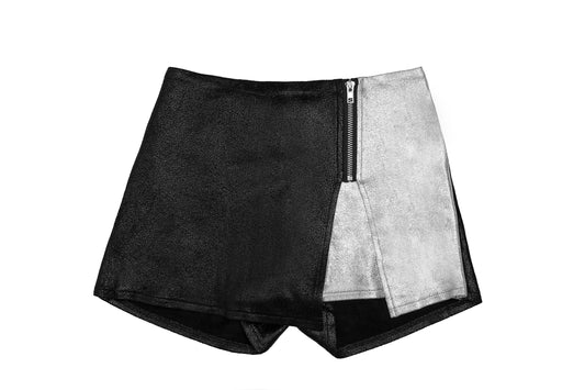 Black & Sliver Zipper Skort