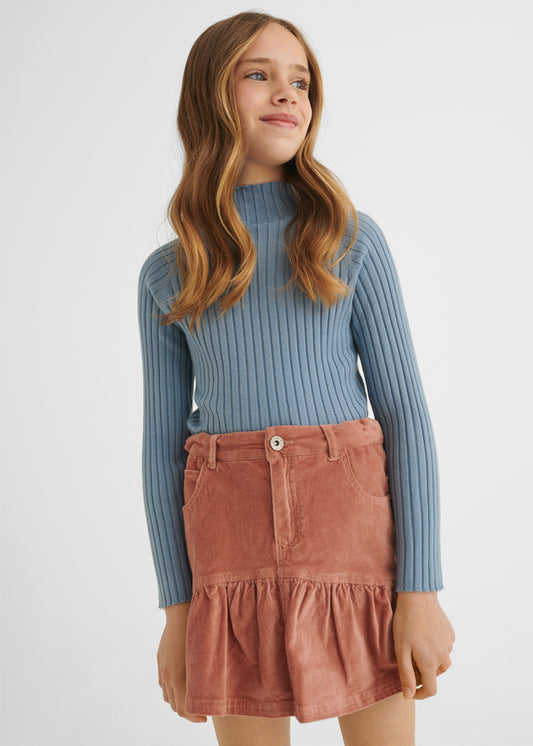 Rose Nude Corduroy Skirt