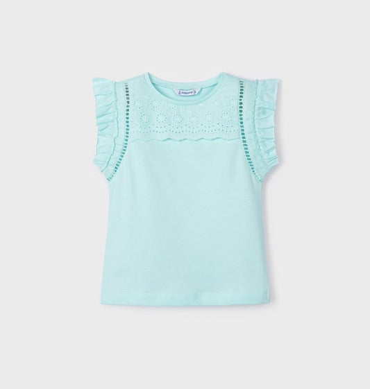 Aqua Ruffle Sleeveless Top