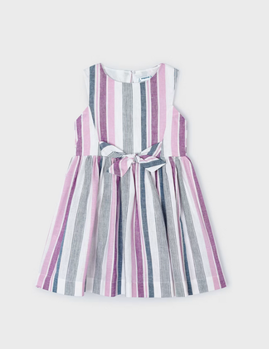 Mauve striped linen dress