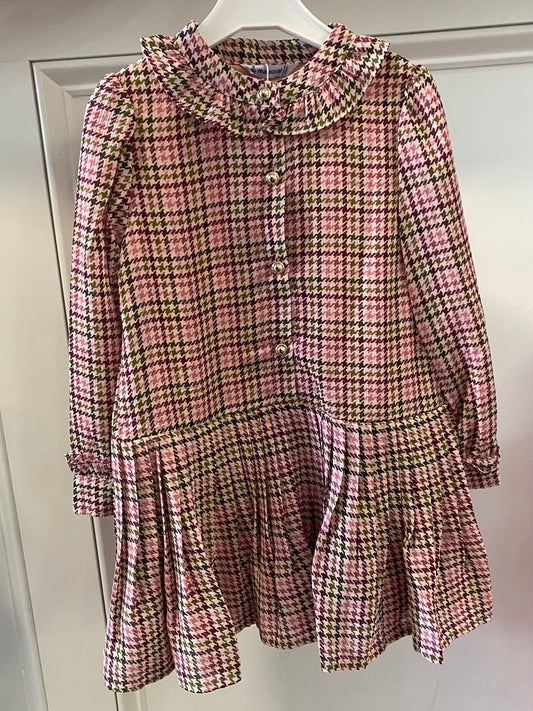 Orchid Houndstooth Plaid Gauze Dress