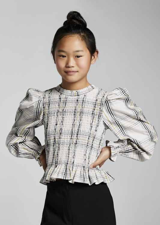 Smocked stitching blouse