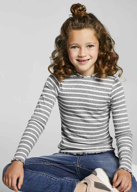 Grey & White L/S Top