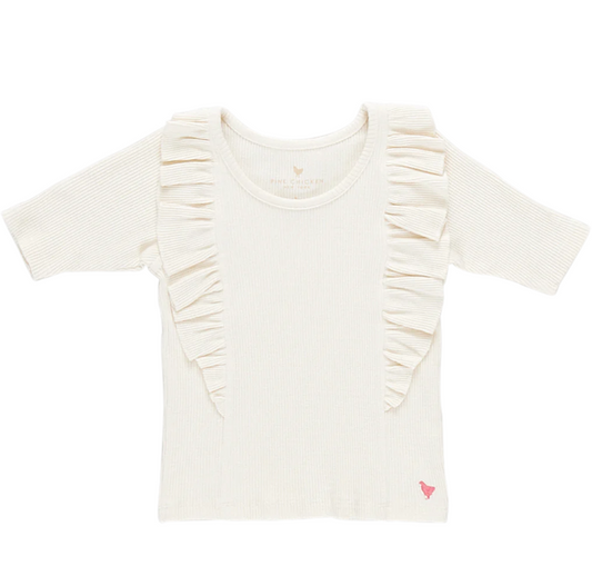Antique White Ruffle Rib Top