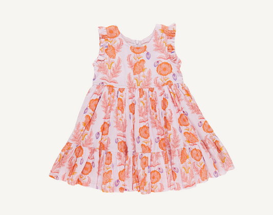 Girls Kelsey Dress- Purple Gilded Floral