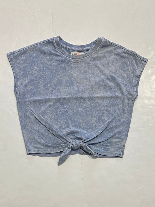 Blue Heron Washed Tie Front Top