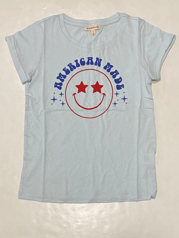 Blue American Made Smily Face Tee