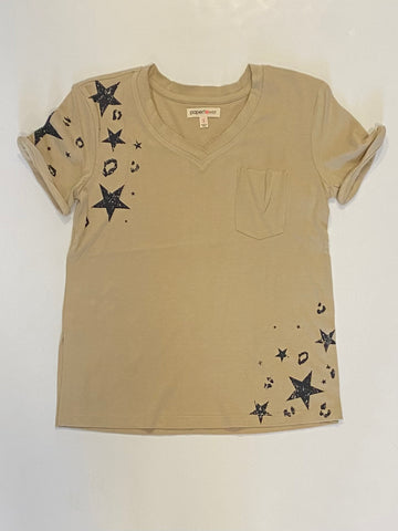 Khaki Star & Leopard Pocket Tee