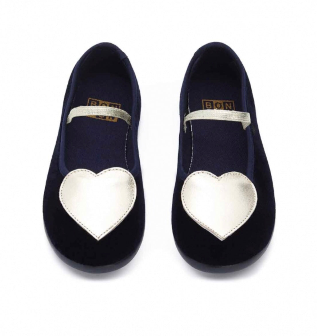 Navy Shoe W/ Gold Heart