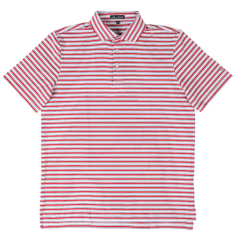 Red, WHT & NVY Stripe Performance Polo