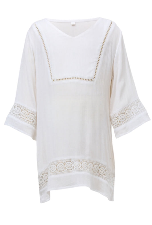 Fluted Kaftan White