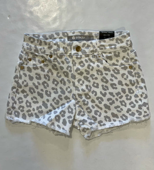 Leopard Print Fray Hem Shorts
