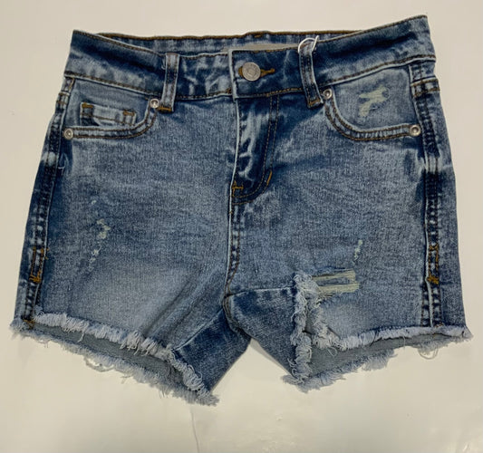 Indigo Destructed Side Slit Shorts