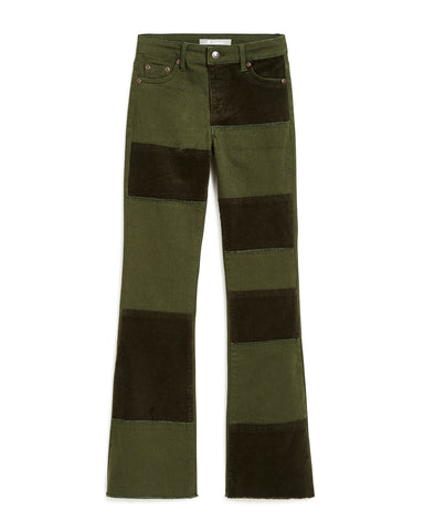 Olive Combo Corduroy Twill Patch Flare