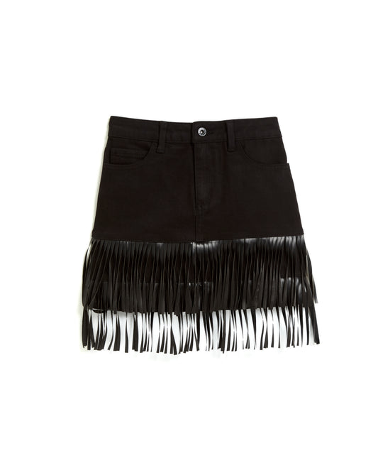 Mini Black Fringe Skirt